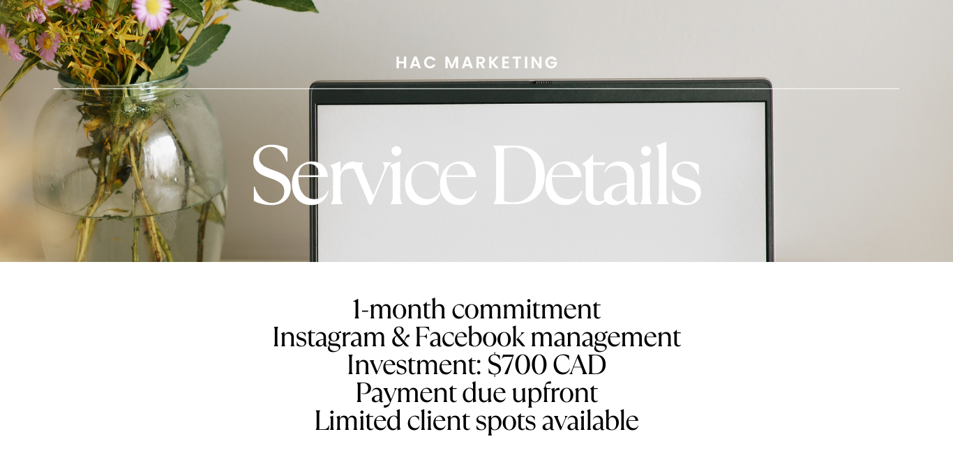 1-Month Support:
Intentional marketing support designed to bring clarity to your content and confidence to how you show up online.