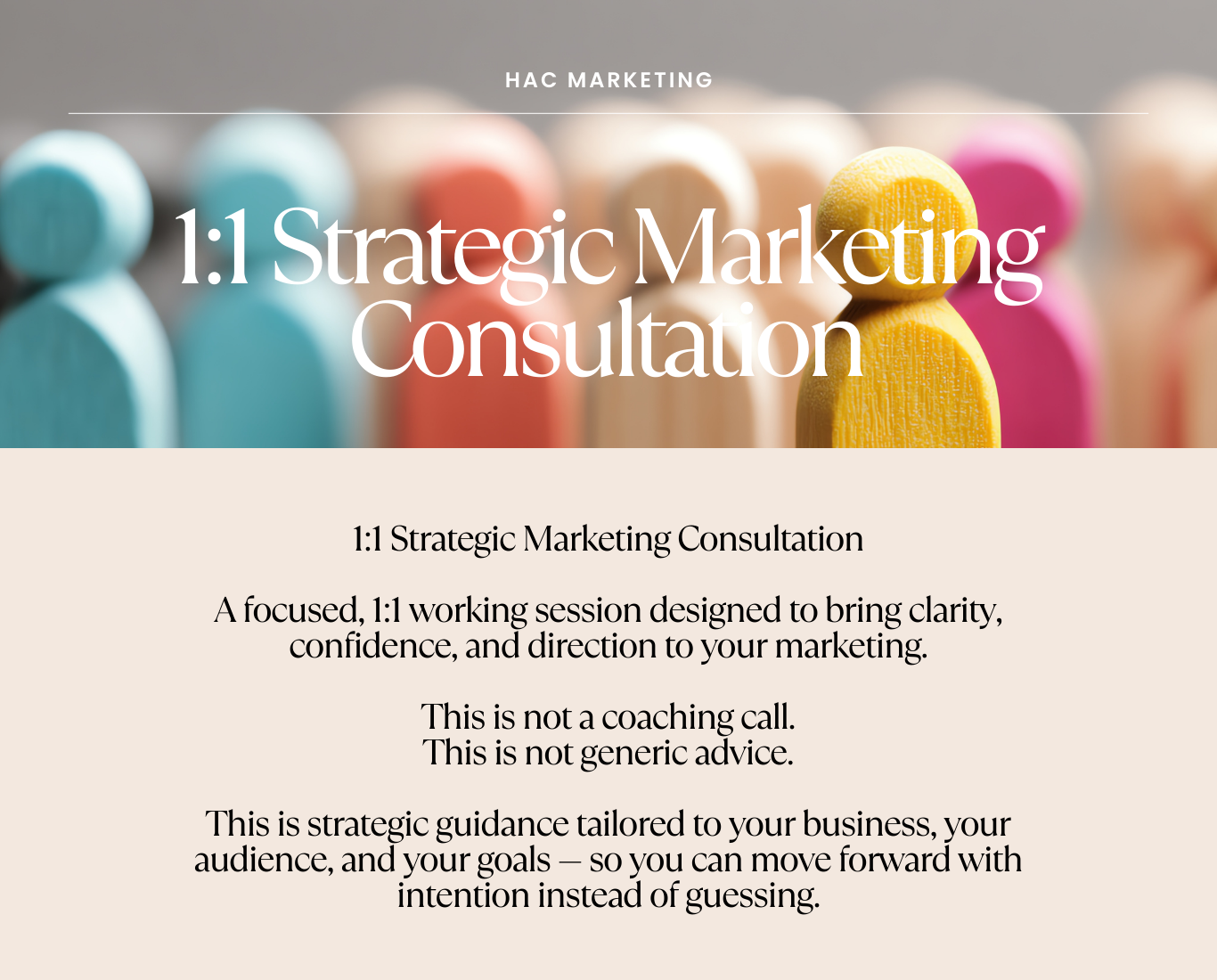 Clarity Session: 
A focused one-on-one session designed to bring clarity to your marketing.