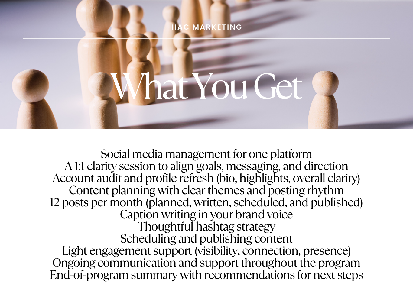 3-Month Support: 
A deeper marketing partnership focused on clarity, consistency, and sustainable growth.
This program is designed to help you build structure, confidence, and momentum over time — without overwhelm.