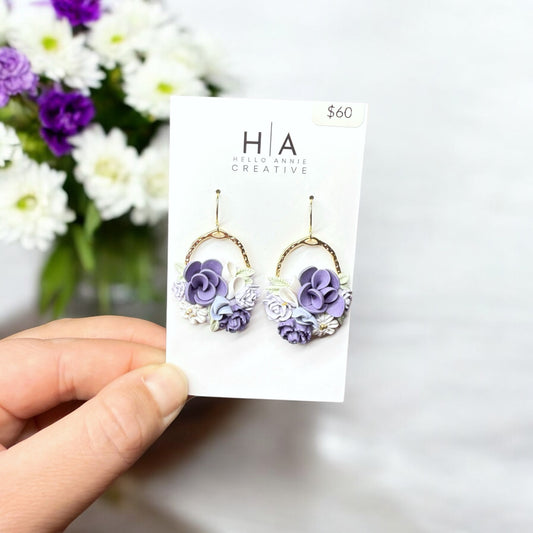 Shades of Lillian Flower Earrings – Handmade Clay Flowers